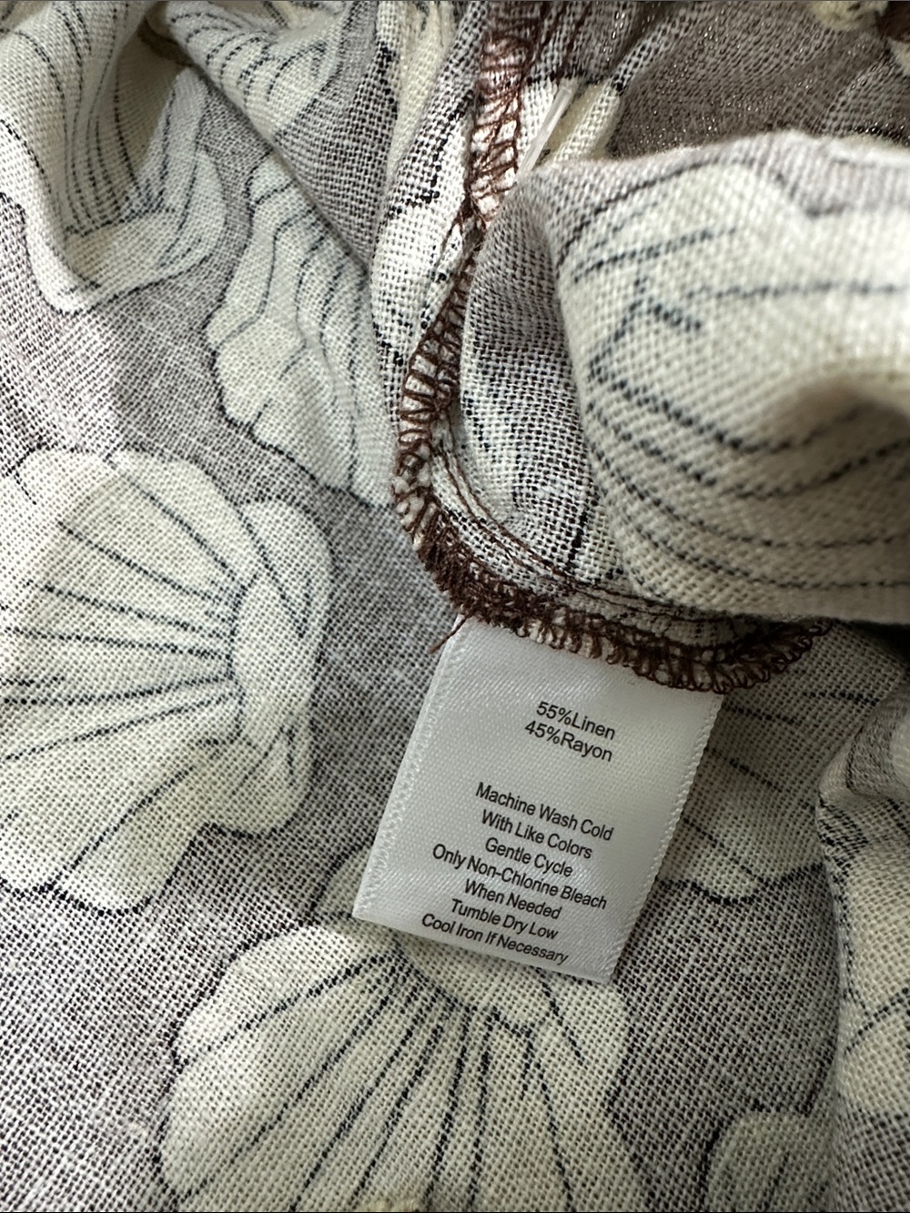 Wide-Leg Shell Print Pants in Brown size L Linen blend - Picture 4 of 6
